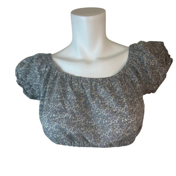 Christy Dawn Margot Cropped Top Ditsy Floral Pattern Blouse Elastic XS/S - Picture 2 of 7